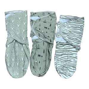 Mama Cheetah Swaddle Wraps Lot of 3 Large 14-18 lbs Organic Cotton Adjustable